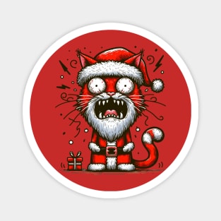 Crazy screaming Santa cat Magnet